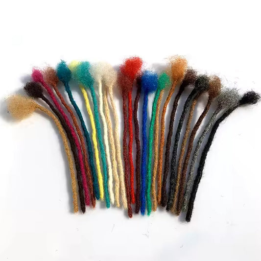 Vendu par lot de 20 Extensions de Dreadlocks en Cheveux Humains – 100 % Fait Main - Epaisseur Moyenne 0.6