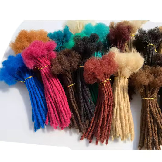 Vendu par lot de 20 Extensions de Dreadlocks en Cheveux Humains – 100 % Fait Main - Epaisseur Large 0.8