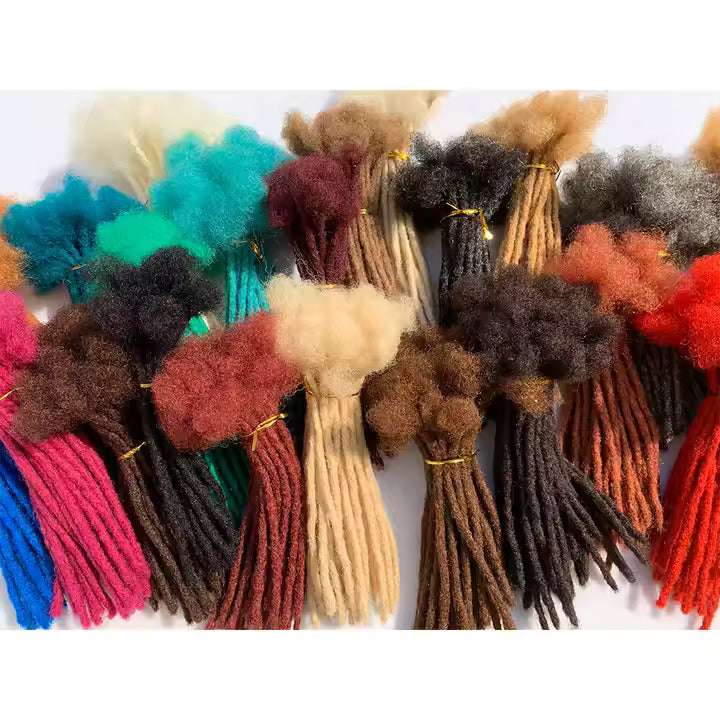 Vendu par lot de 20 Extensions de Dreadlocks en Cheveux Humains – 100 % Fait Main - Epaisseur Moyenne 0.6