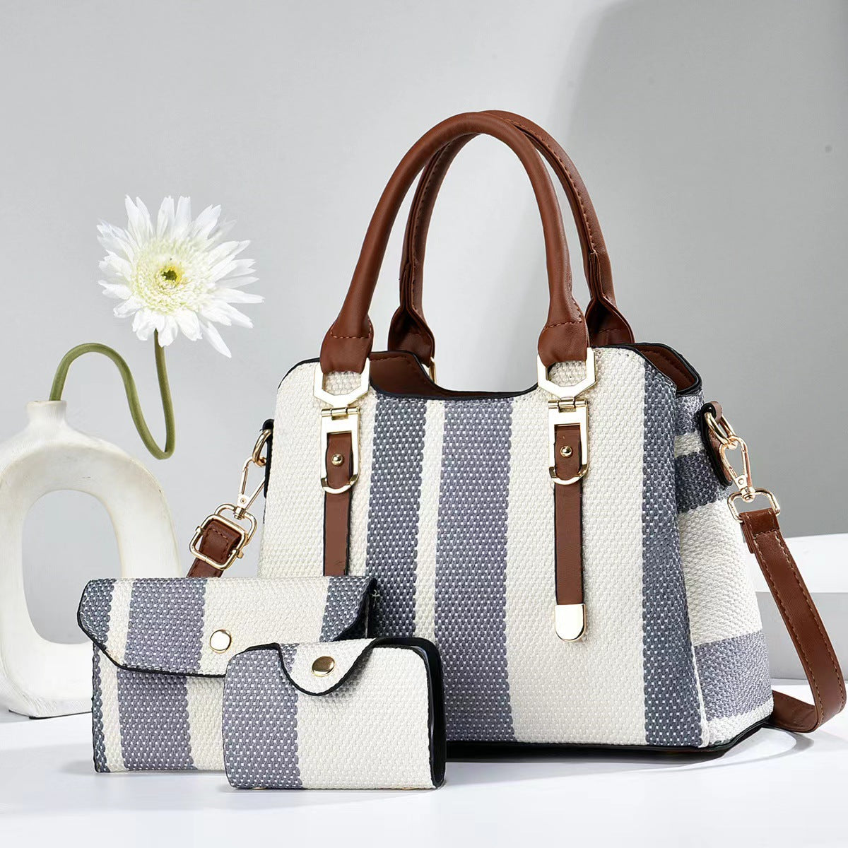 Sac Bandoulière Mère et Fils - Design Bicolore en Toile Élégante