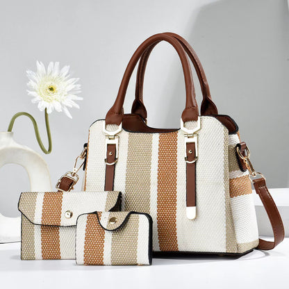 Sac Bandoulière Mère et Fils - Design Bicolore en Toile Élégante