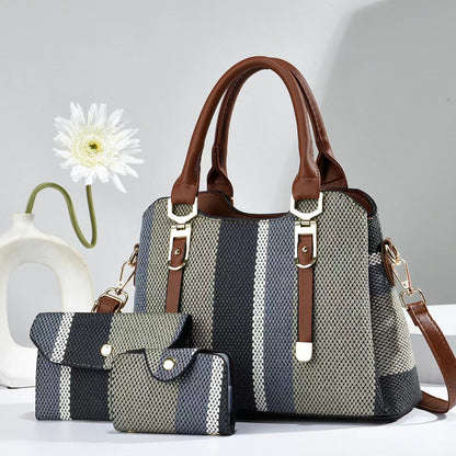 Sac Bandoulière Mère et Fils - Design Bicolore en Toile Élégante