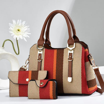 Sac Bandoulière Mère et Fils - Design Bicolore en Toile Élégante