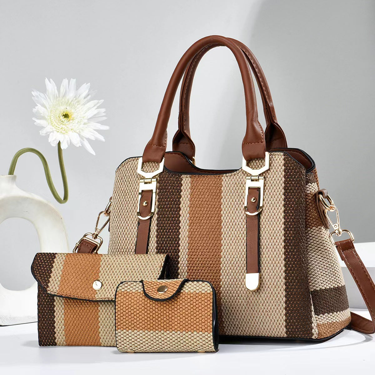 Sac Bandoulière Mère et Fils - Design Bicolore en Toile Élégante