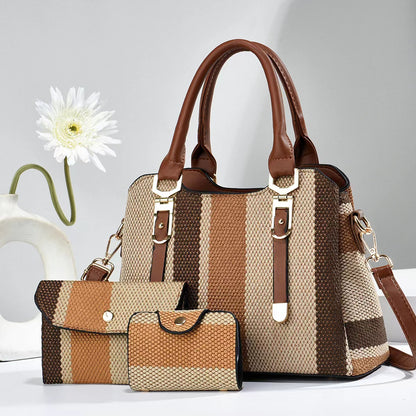 Sac Bandoulière Mère et Fils - Design Bicolore en Toile Élégante