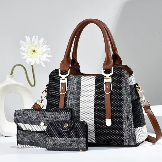 Sac Bandoulière Mère et Fils - Design Bicolore en Toile Élégante