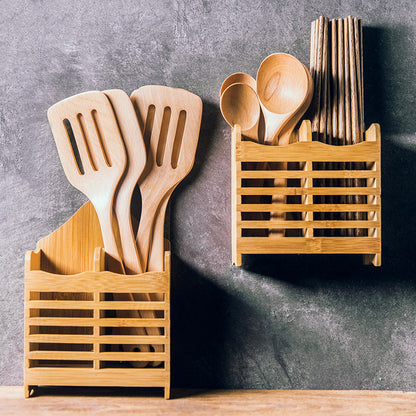 Wall Mounted Chopstick Cage Bamboo And Wood