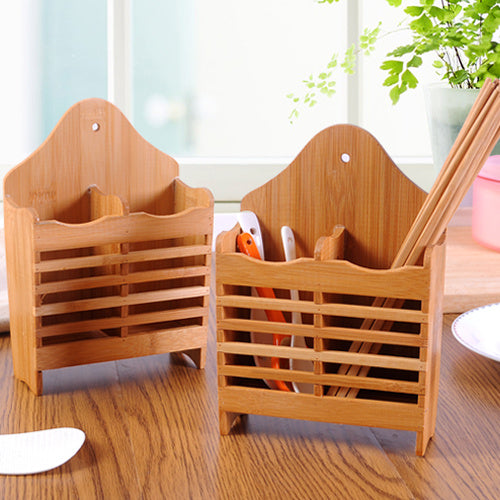 Wall Mounted Chopstick Cage Bamboo And Wood