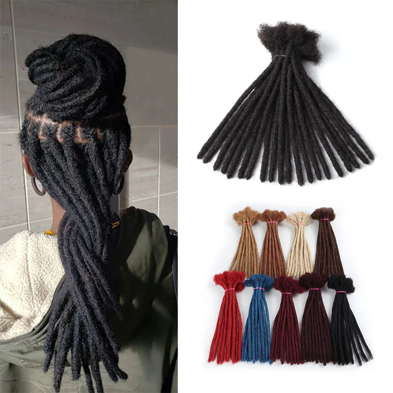 Vendu par lot de 20 Extensions de Dreadlocks en Cheveux Humains – 100 % Fait Main - Epaisseur Large 0.8