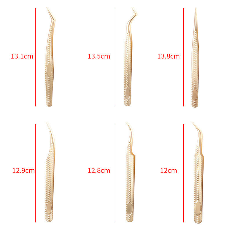 Stainless Steel Eyelash Flowering Tweezers Golden Grafting Eyelash Tweezers